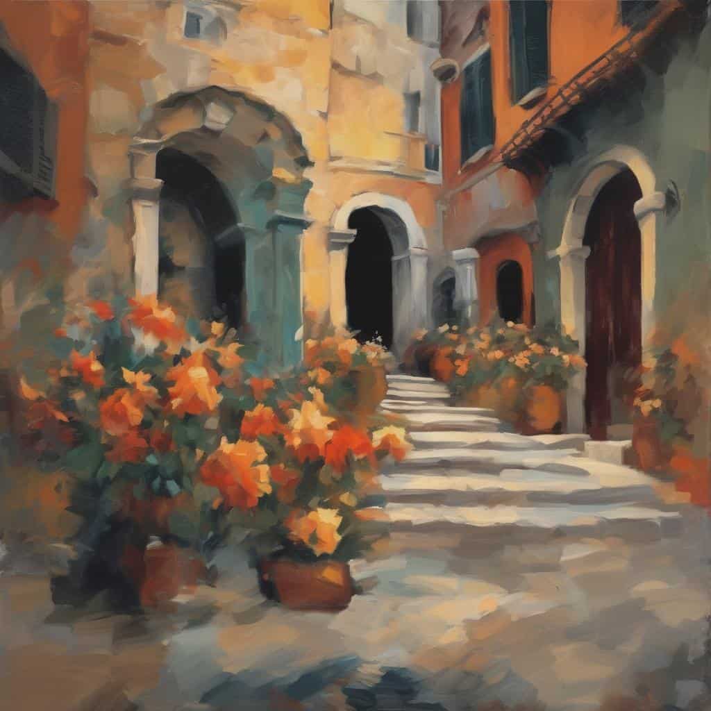 Χαρακτηριστικά βίλα στην πόλη με σύγχρονη τέχνη και καινοτομία σε αστικό τοπίο.